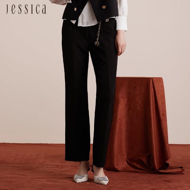 【JESSICA】百搭顯瘦修身微喇叭長褲J30445（黑）