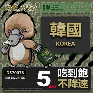 【【鴨嘴獸 旅遊網卡】】Travel Sim 韓國5天上網卡 吃到飽網卡 韓國吃到飽 韓國上網卡(韓國 上網卡 不降速)