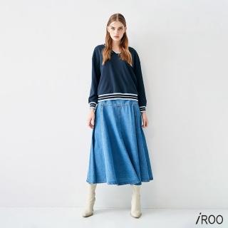 【iROO】復古水洗牛仔長裙