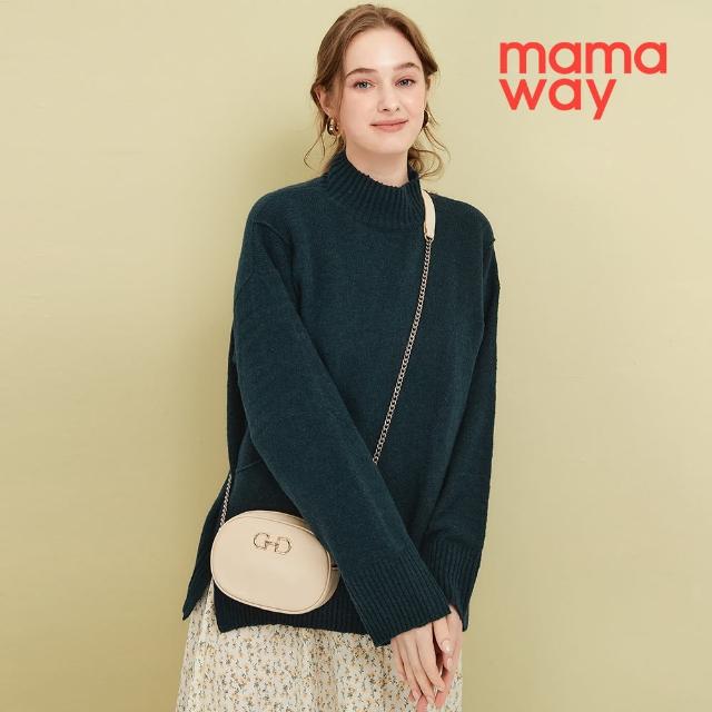【mamaway 媽媽餵】質感柔軟中高領孕哺針織衫