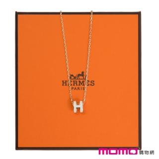 【Hermes 愛馬仕】mini POP H 項鍊(白色 Blanc x 玫瑰金)