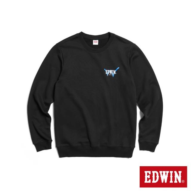 【EDWIN】男裝 雙色LOGO運動厚長袖T恤(黑色)