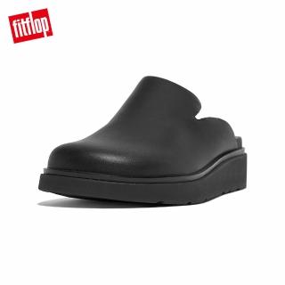 【FitFlop】GEN-FF LEATHER MULES經典舒適木屐鞋/穆勒鞋-女(黑色)
