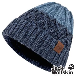 【Jack wolfskin 飛狼】漸層立體針織紋內刷毛保暖帽 毛帽(牛仔藍)