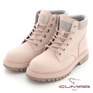 【CUMAR】經典中性磨砂6孔綁帶土黃靴(粉紅色)
