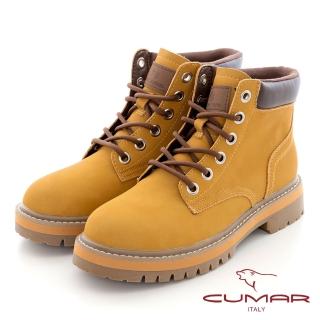 【CUMAR】經典中性磨砂6孔綁帶土黃靴(黃色)