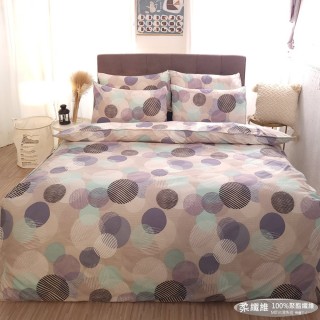 【LUST】夢幻圈圈 柔纖維-單人3.5X6.2-/床包/枕套組《不含被套》、台灣製