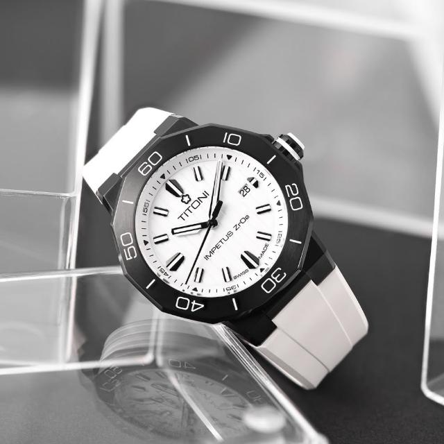 【TITONI 梅花錶】IMPETUS動力系列陶瓷腕錶/雪花白43mm(83765 B-WW-712)