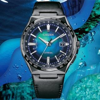 【CITIZEN 星辰】GENTS 限量款千彩之海光動能電波鈦金屬時尚男錶-藍x黑/42.5mm(CB0215-18L)
