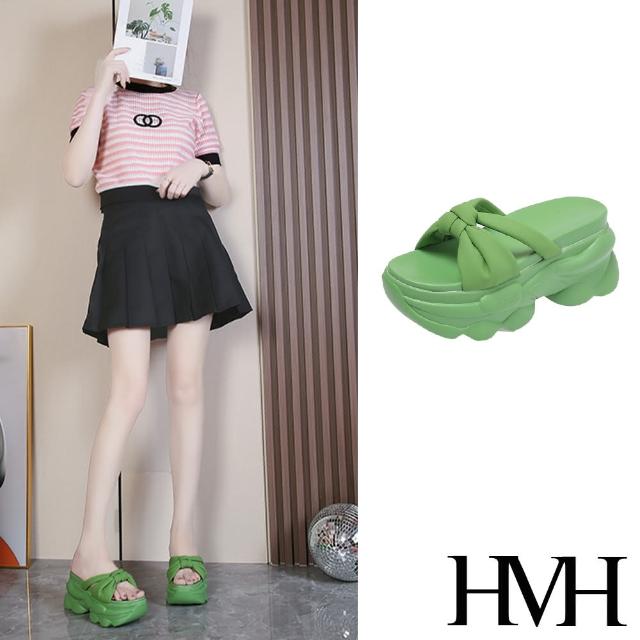 【HMH】厚底拖鞋 蝴蝶結拖鞋/優雅蝴蝶結造型厚底拖鞋(綠)