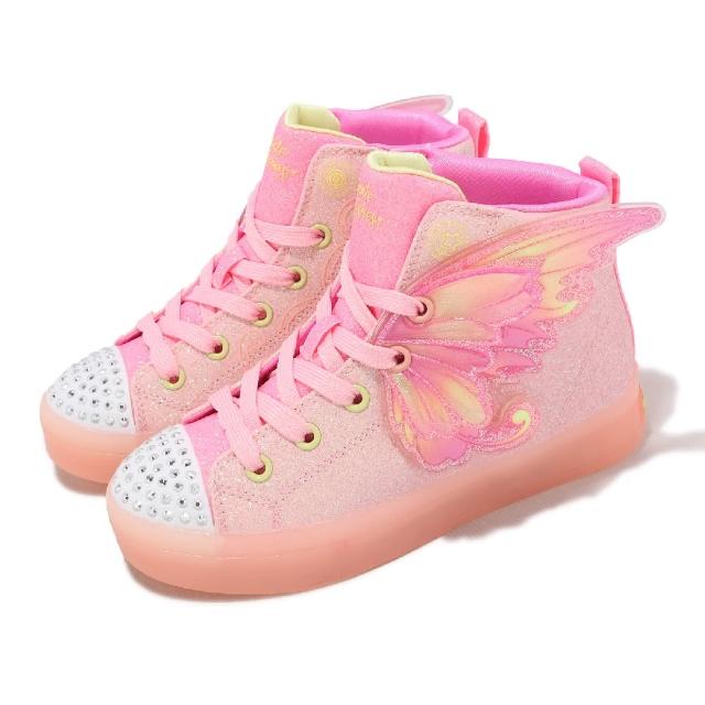 【SKECHERS】童鞋 S Lights-Twi-Lites 2.0 中童 粉 翅膀 閃燈 燈鞋 小朋友 高筒(314350-LLPMT)
