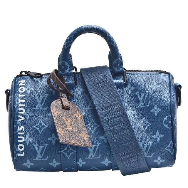 【Louis Vuitton 路易威登】M46803經典Keepall Bandoulire 25 Monogram帆布手提/斜背包(藍色)