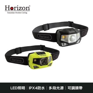 【Horizon 天際線】LED專業級登山頭燈/充電款/乾電池款 2入組(IPX4防水等級/多段式調節)