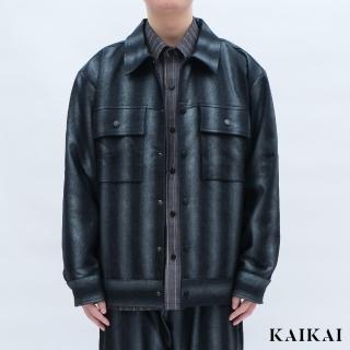 【KAI KAI】漸變條紋牛仔外套(男款/女款 漸層提花牛仔 寬鬆外套 潮流丹寧夾克)