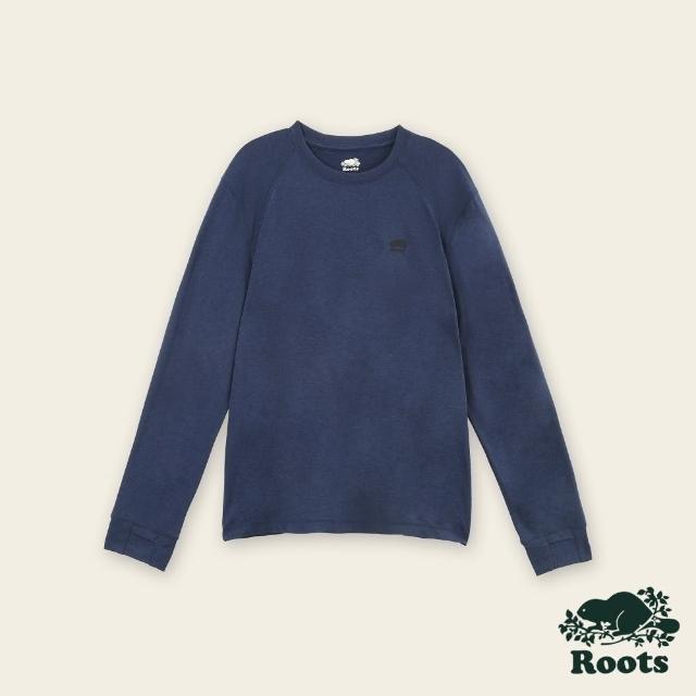 【Roots】Roots男裝-城市悠遊系列 抗UV透氣快乾長袖T恤(藍色)