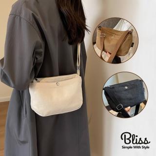 【Bliss BKK】復古休閒簡約斜跨帆布包 極簡 小包 手機包(3色可選)