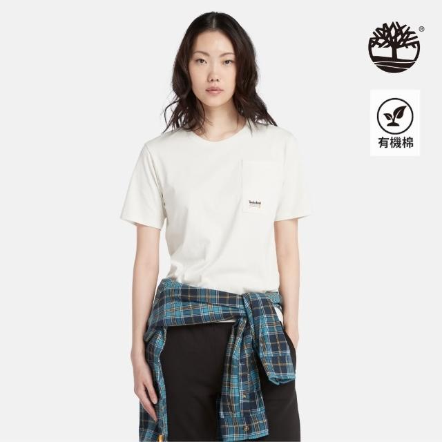 【Timberland】女款復古白純棉簡約口袋短袖T恤(A6HNWCM9)