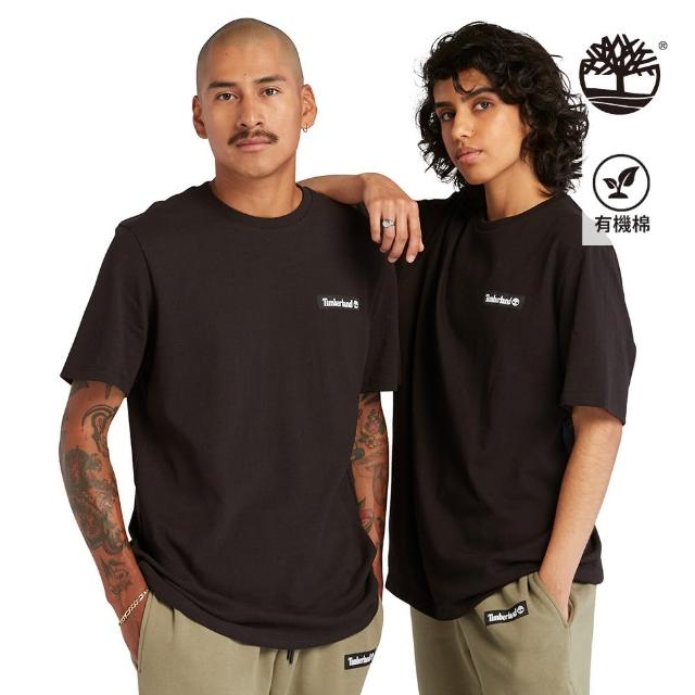 【Timberland】中性黑色有機棉厚磅LOGO標誌短袖T恤(A6Q99001)