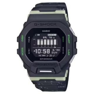 【CASIO 卡西歐】藍牙都市夜光迷彩運動系列方形潮流腕錶 45.9mm(GBD-200LM-1)