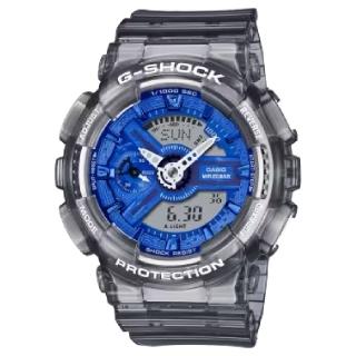 【CASIO 卡西歐】時尚藍色風格半透明雙顯運動腕錶 45.9mm(GMA-S110TB-8A)