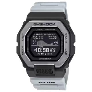 【CASIO 卡西歐】潮汐衝浪懷舊單色藍芽智能電子腕錶 灰黑色 46mm(GBX-100TT-8)