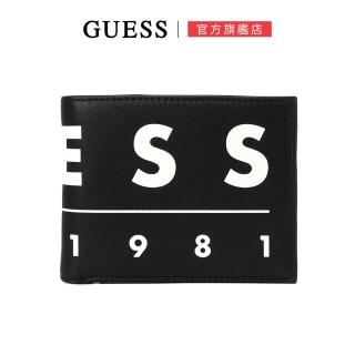 【GUESS】純色皮面LOGO皮夾(黑)