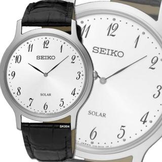 【SEIKO 精工】SOLAR太陽能/簡約數字銀殼黑皮帶腕錶38㎜-加攜帶式錶盒 經銷商S6(SUP863P1/V115-0BE0W)