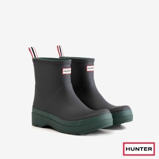 【HUNTER】男鞋-PLAY霧面短靴(黑色/藍綠色)