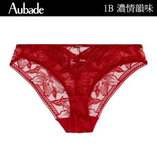 【Aubade】濃情韻味植絨花卉蕾絲三角褲 性感小褲 法國進口 女內褲(1B-紅)
