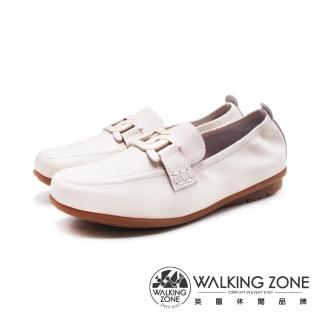 【WALKING ZONE】女 鏈型氣質莫卡辛鞋 女鞋(米白色)