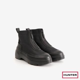 【HUNTER】女鞋-Explorer拉鍊口皮革踝靴(黑色)