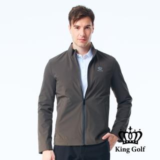 【KING GOLF】男款中厚防風防水素面立領拉鍊高爾夫球夾克外套(綠色)