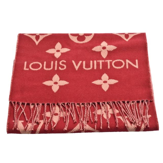 【Louis Vuitton 路易威登】M79502 Essential系列Monogram織花羊絨雙面流蘇圍巾(紅色)