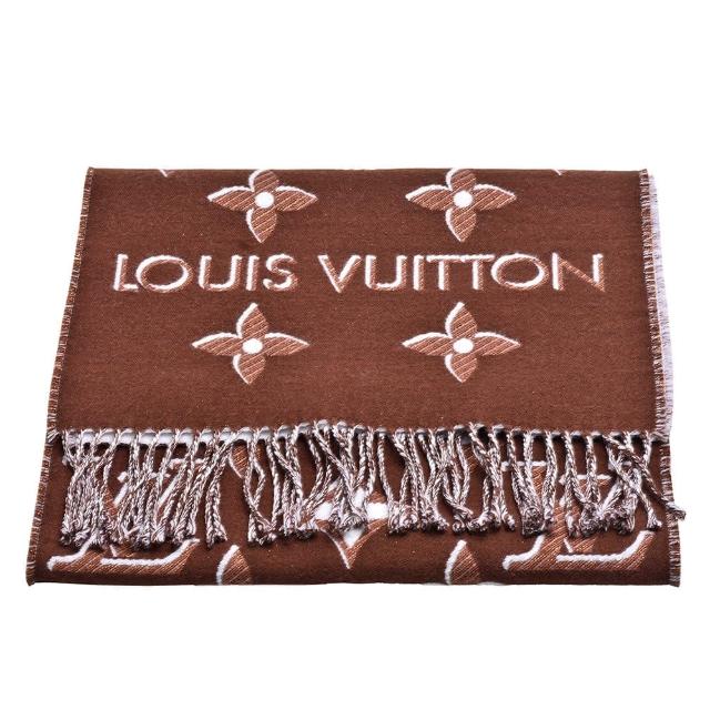 【Louis Vuitton 路易威登】M78896 Essential系列Monogram織花羊毛與絲流蘇圍巾(棕色)