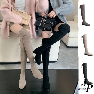 【JP Queen New York】性感單色羊絨過膝粗跟高筒靴(3色跟高可選)