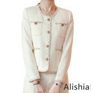 【Alishia】精緻貴婦名媛氣質單排扣正裝外套 S-4XL(現+預 白)