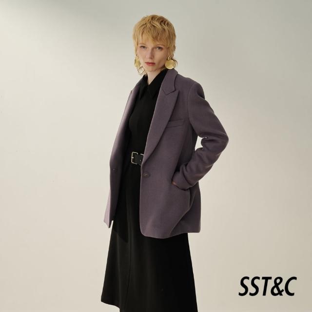 【SST&C 換季６５折】灰紫短版羊毛大衣8962309002