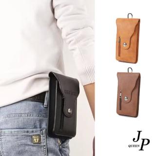 【Jpqueen】復古搭配雙層零錢手機袋男用腰包(3色可選)