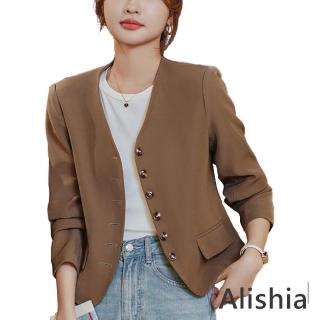 【Alishia】時尚清新日常休閒短款西裝外套 S-3XL(現+預 米白 / 棕 / 黑)