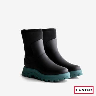 【HUNTER】女鞋-City Explorer潛水布拼接短靴(黑色/藍色)