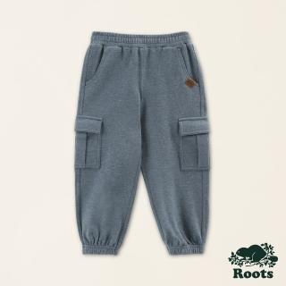 【Roots】Roots小童-率性生活系列 單寧刷色口袋休閒縮口棉褲(藍色)