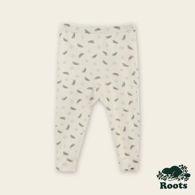 【Roots】Roots嬰兒-絕對經典系列 品牌元素合身長褲(白色)