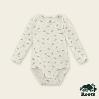 【Roots】Roots嬰兒-絕對經典系列 品牌元素合身長袖包屁衣(白色)