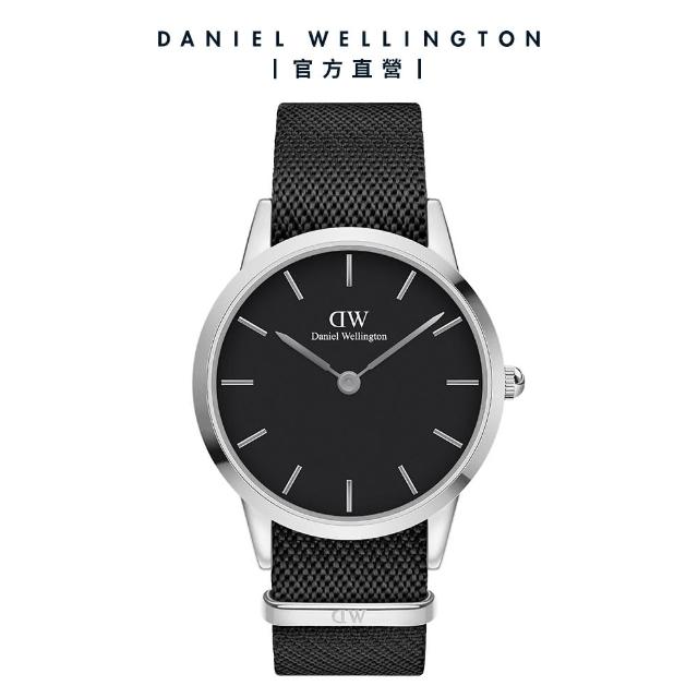 【Daniel Wellington】DW 手錶 DW ICONIC BLACK NATO 40MM 雙色經典織紋錶-寂靜黑錶盤(DW00100678)