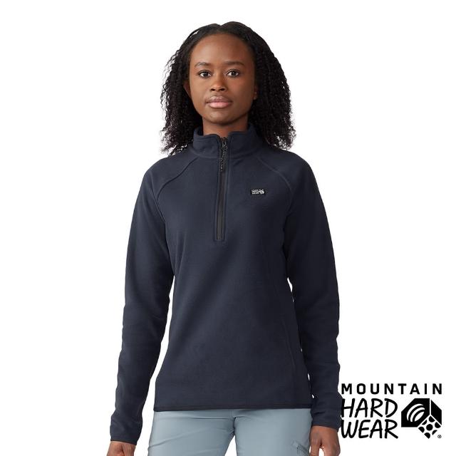 【Mountain Hardwear】Microchill 1/4 Zip Pullover W 保暖刷毛立領半拉長袖排汗衣 女款 黑色 #2048281
