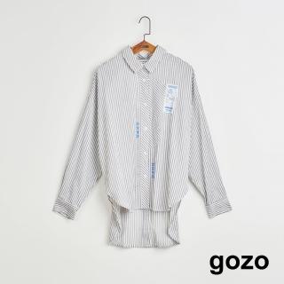 【gozo】MOMO獨家款★限量開賣 條紋印花結構長袖襯衫(兩色)