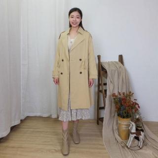 【Hana Mokuba】花木馬日系女裝長版綁帶收腰率性風衣外套(風衣)