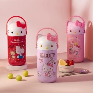 【Hello Kitty】正版授權造型真空食物燜燒罐-附隨機出貨可愛餐具組(食品級 真空燜燒 保鮮 保冰 保溫)