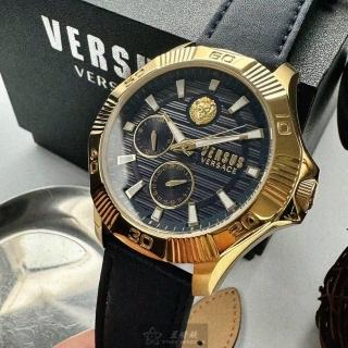 【VERSUS】VERSUS凡賽斯男錶型號VV00368(寶藍色錶面金色錶殼寶藍真皮皮革錶帶款)