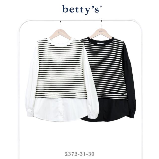 【betty’s 貝蒂思】假兩件條紋背心圓領上衣(共二色)